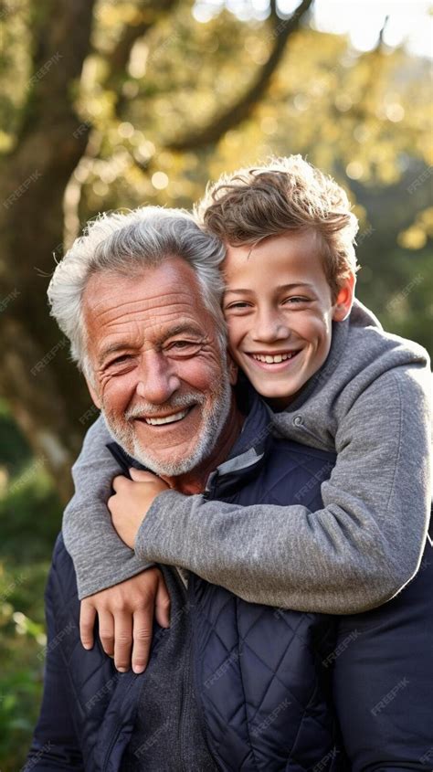 Premium AI Image | an older man and a young boy are smiling
