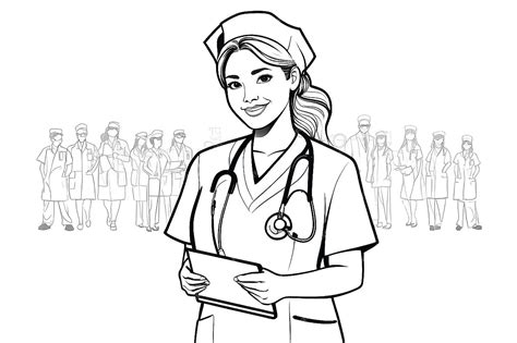 Premium Photo | Continuous one line drawing Nurse carry a stethoscope