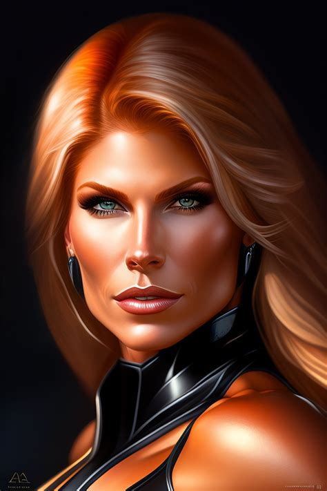 Lexica - Full potrait of Muscular torrie wilson as black widow