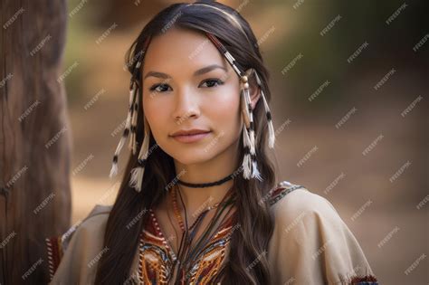 Premium AI Image | Portrait of a beautiful Native American woman with ...