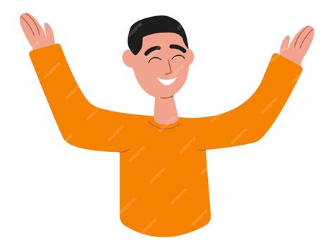 Счастливый радостный человек улыбается и смеется. возбужденный веселый ...