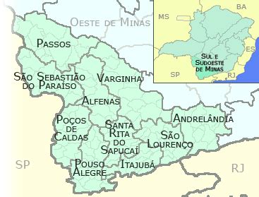 Cidades Sul De Minas Mapa
