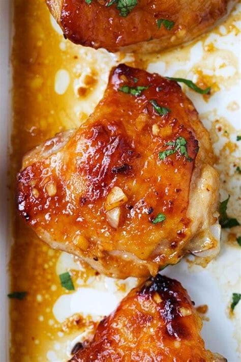 Baked Chicken Recipes - Honey Garlic Baked Chicken - Rasa Malaysia