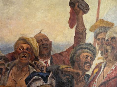 Záporožci píšou dopis tureckému sultánovi, Nikolaj Bakulin, olej na plátně