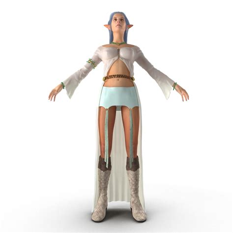 3d model female elf rigged 2