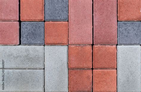 The texture of the paving bricks of different colors for construction ...