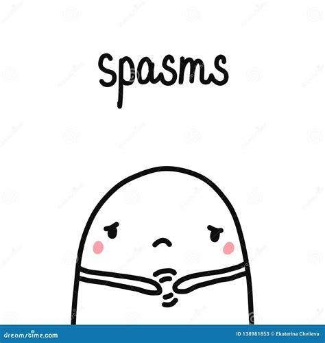 Spasms Hand Drawn Illustration Cute Marshmallow with Rotavirus Symptoms