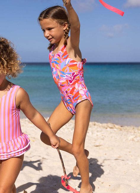 Snapper Rock Girls' Blooming Sunset Cross Back One Piece Swimsuit