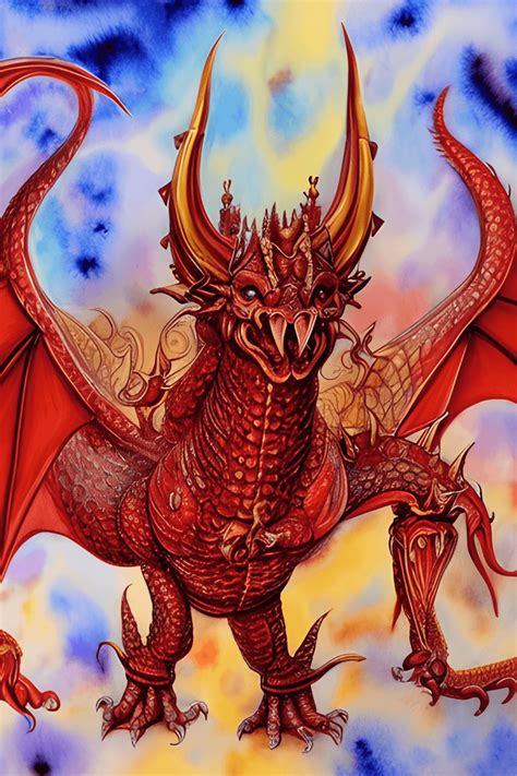 Celestial Great Big Red Dragon with Seven Heads and Ten Horns ...