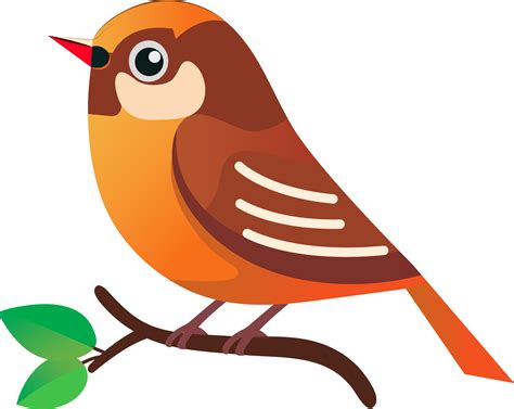 Bird Sitting On Branch In Orange Color. 24554788 Vector Art at Vecteezy