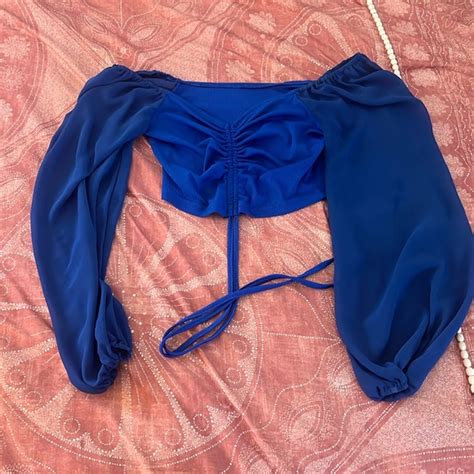 tops royal blue long sleeve cropped poshmark