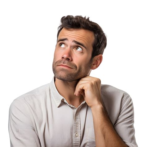 intense expression   man thinking transparent background studio