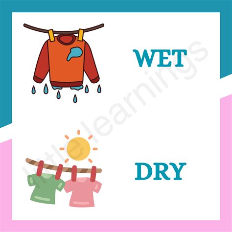 Wet and dry | Wet and dry, Kids cards, Flashcards