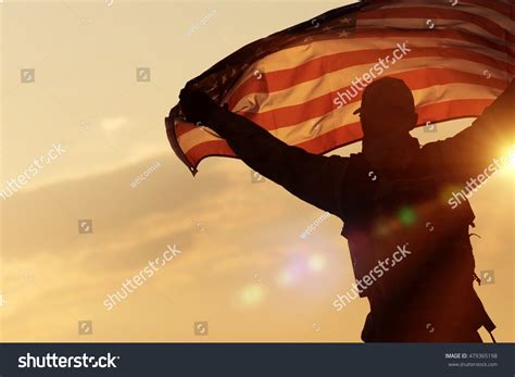 American Flag Celebration Navy Soldier United Stock Photo 479365198 ...