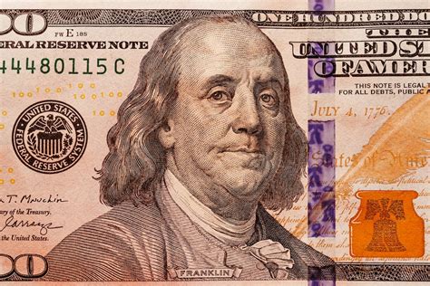 benjamin franklin  dollar banknote  stock photo
