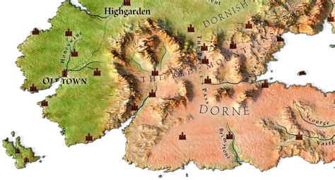 Westeros Map 3D Model Terrain for 3D Design and Art. Game of Thrones.