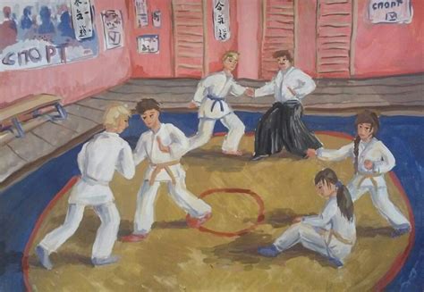 Композиция на тему спорт. Название: кто сильней. (Айкидо) | Painting, Art