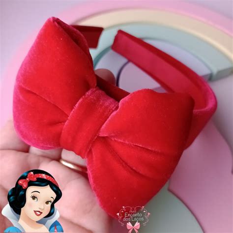 Tiara Da Branca De Neve - Tiara Branca de Neve em veludo vermelha | Shopee Brasil