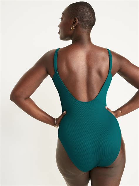Textured-Rib Square-Neck French-Cut One-Piece Swimsuit for Women | Old Navy