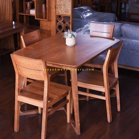 meja makan  kursi minimalis modern set kayu jati natural