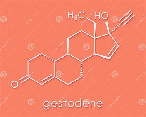 Gestodene Progestogen Hormonal Contraceptive Drug Molecule. Skeletal Formula. Stock Illustration ...