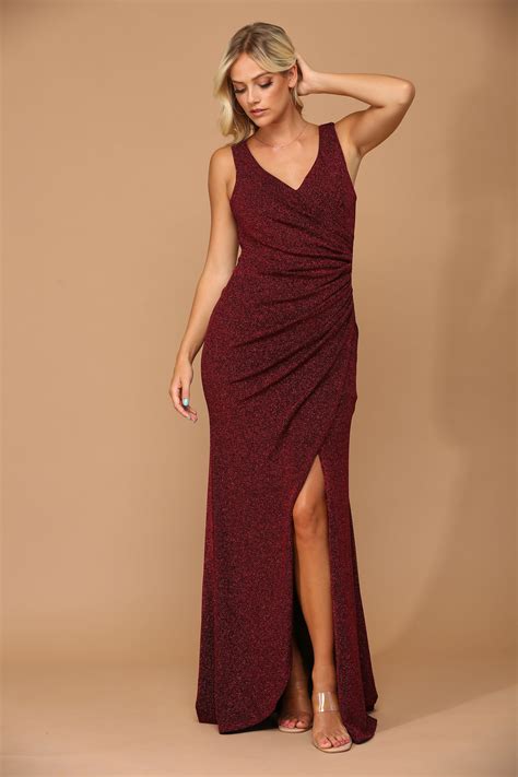 Long Sleeveless Metallic Mother of the Bride Dress | The Dress Outlet