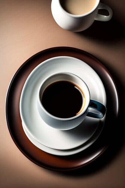 Premium Photo | A cup of coffee is on a saucer with a saucer and a ...