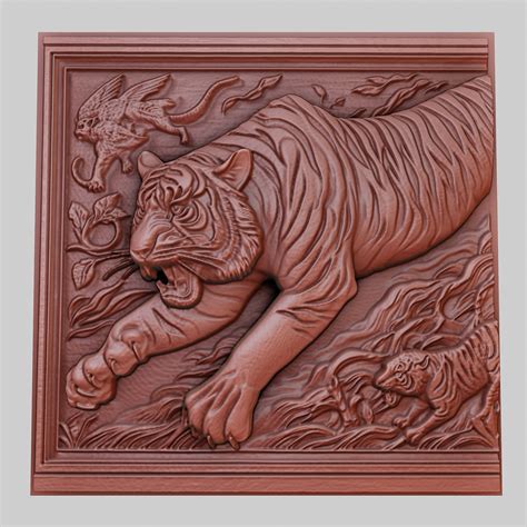 3D file The tiger hunts 3d printer model animal model obj stl 🐅 ・3D