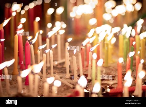 lighting candles  night stock photo alamy