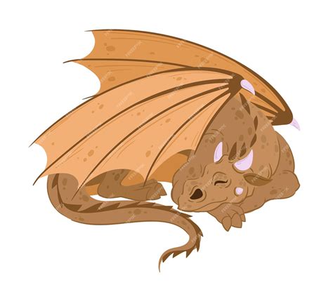premium vector cartoon sleeping dragon cute fantasy reptile winged