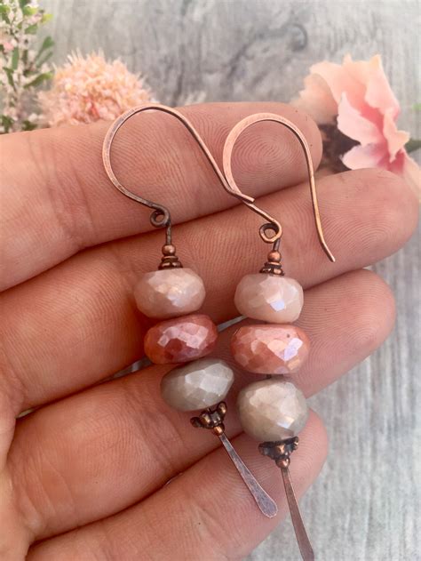 Moonstone Copper Earrings Copper Jewelry Moonstone Gemstone - Etsy