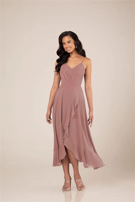 High-Low Bridesmaid Dress with Ruffle