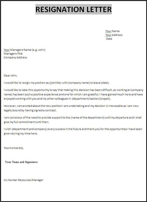 Resignation Letter Template | Free Word's Templates