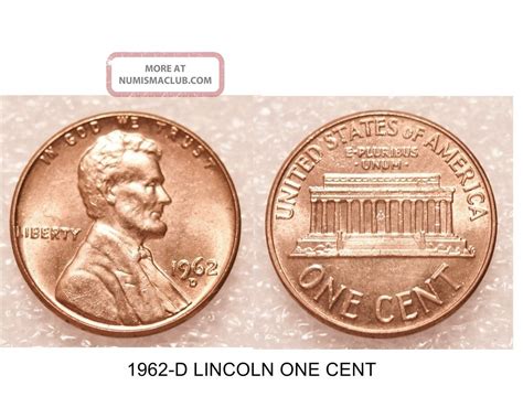 1962 - D 1c Lincoln Cent Us Coin