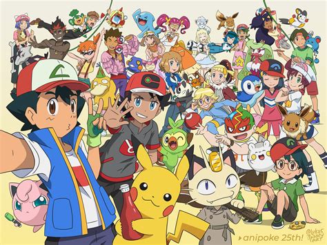 pikachu, dawn, lillie, may, ash ketchum, and 41 more (pokemon and 8