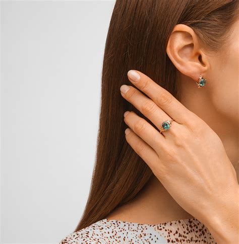 Золотое кольцо с фианитами и параиба ситал MASKOM 100-806_prst-001 ...