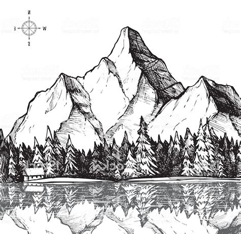 Mountain Range Line Drawing at PaintingValley.com | Explore collection ...
