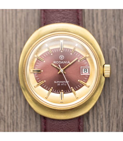 Rodania Supersport - Vintage Manual Winding Men's Watch - Burgundy Dial ...