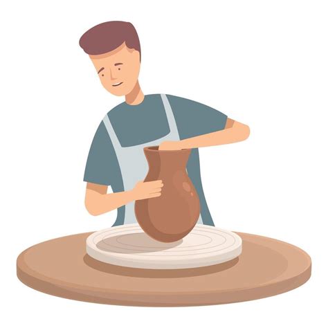 potter shaping clay  wheel  vector art  vecteezy