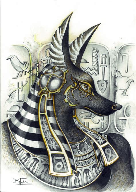 Anubis, Drawing by Brigitte Istria | Artmajeur