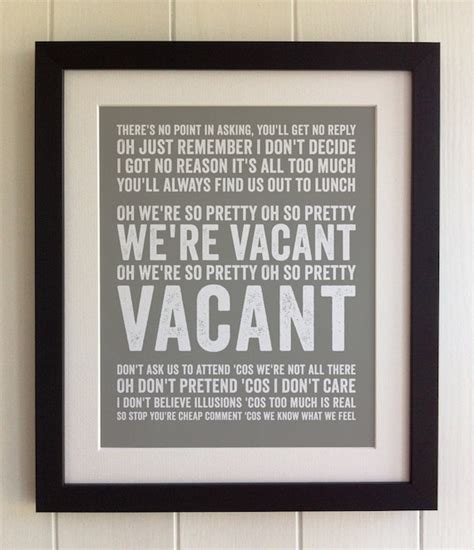 FRAMED Lyrics Print The Sex Pistols Pretty Vacant 20