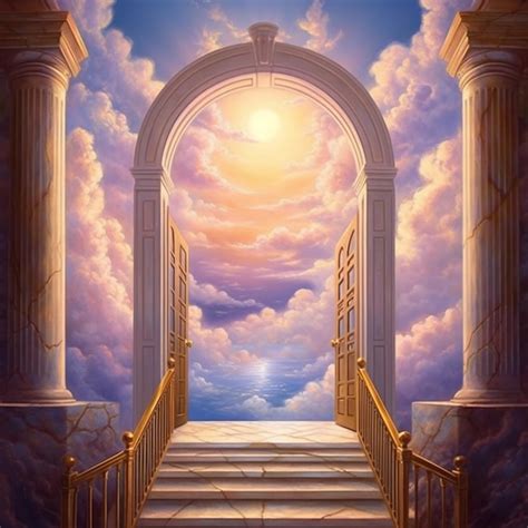 Premium Photo | Doorway to heaven painting by jeff mc generative ai