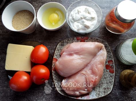 Куриный шницель с помидорами и сыром в духовке — рецепт с фото пошагово