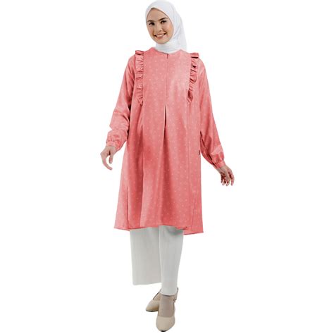 elzatta tunik frills  kawung tunik rayon  detail frills dada