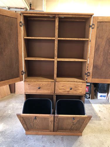 Oak Side-By-Side Double With Drawers and Top Cabinet | Herb's Handy Work