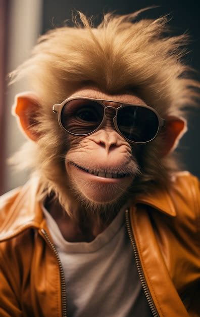 Free Photo | Funny monkey with sunglasses in studio