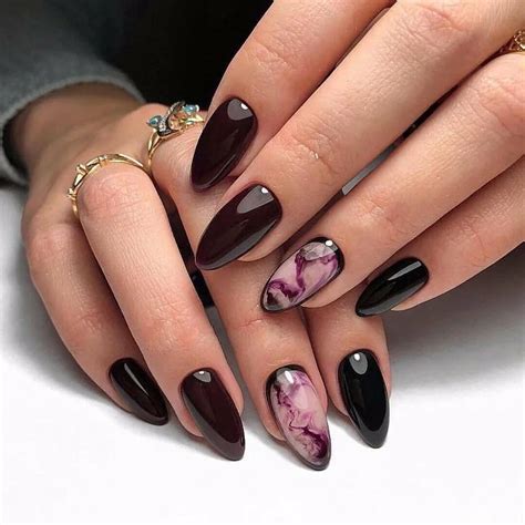 Топовые идеи дизайна маникюра | Marble acrylic nails, Fall nail art ...