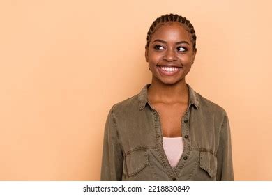 portrait positive pretty person toothy smile stock photo