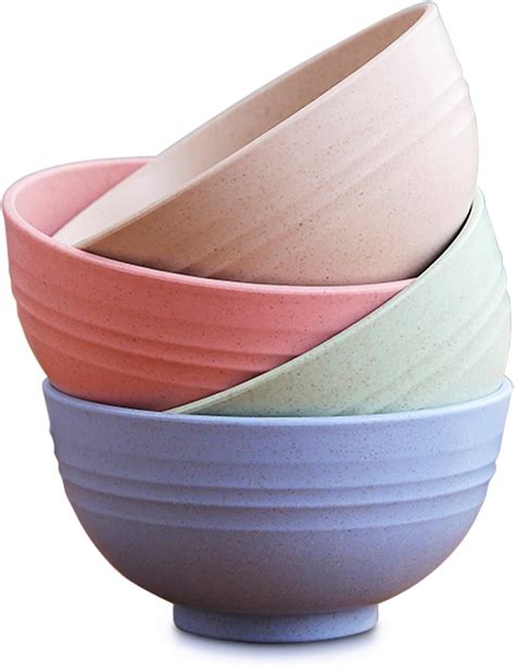 Unbreakable Cereal Bowls -Bexikou 4Pcs Reusable Breakfast Bowls for ...