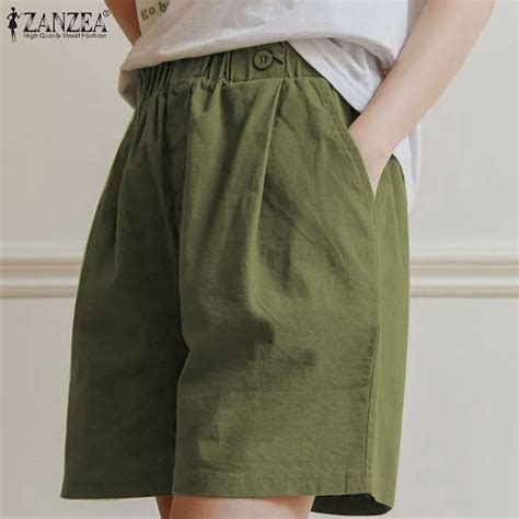 ZANZEA Женские шорты, брюки, эластичные повседневные свободные короткие ...